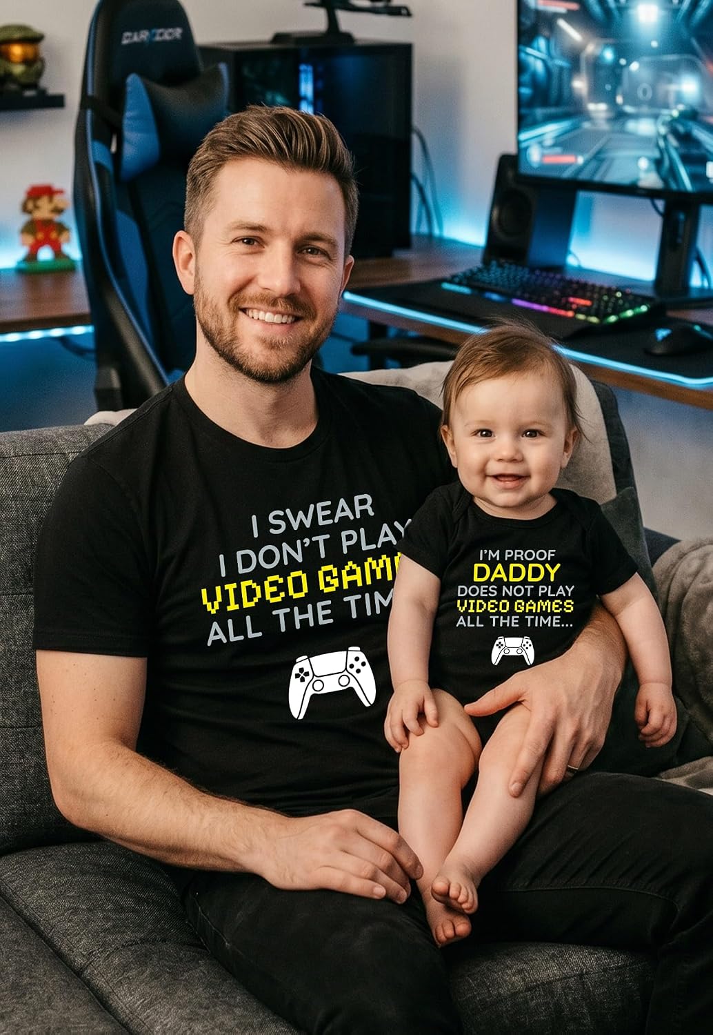 Tstars Ctrl C Ctrl V Dad and Baby Matching Shirts – Funny Daddy and Me Outfit for Father’s Day or Family Photos