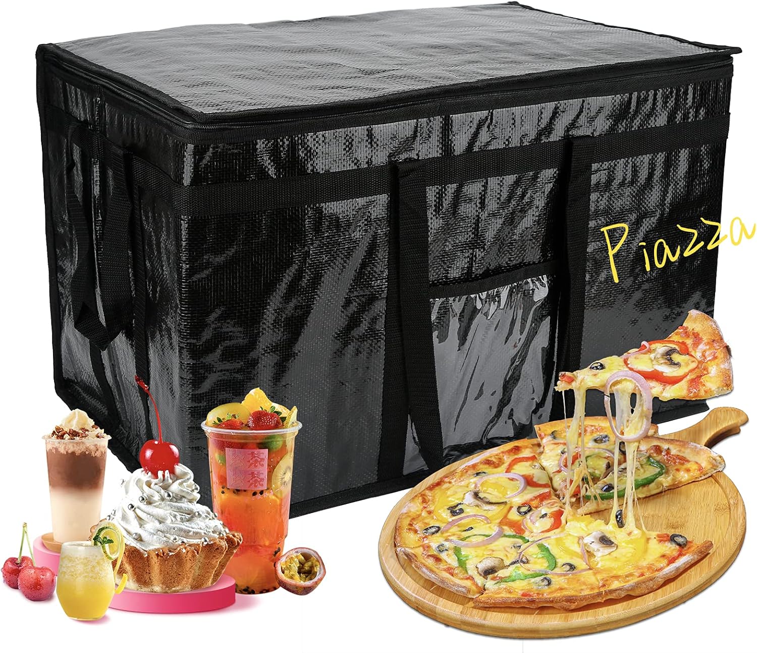 Insulated Grocery Bag, Food Pizza Delivery Bag ,Cooler Bags Reusable Shopping Box Tote for Frozen and Hot Food（XXL） : Industrial & Scientific