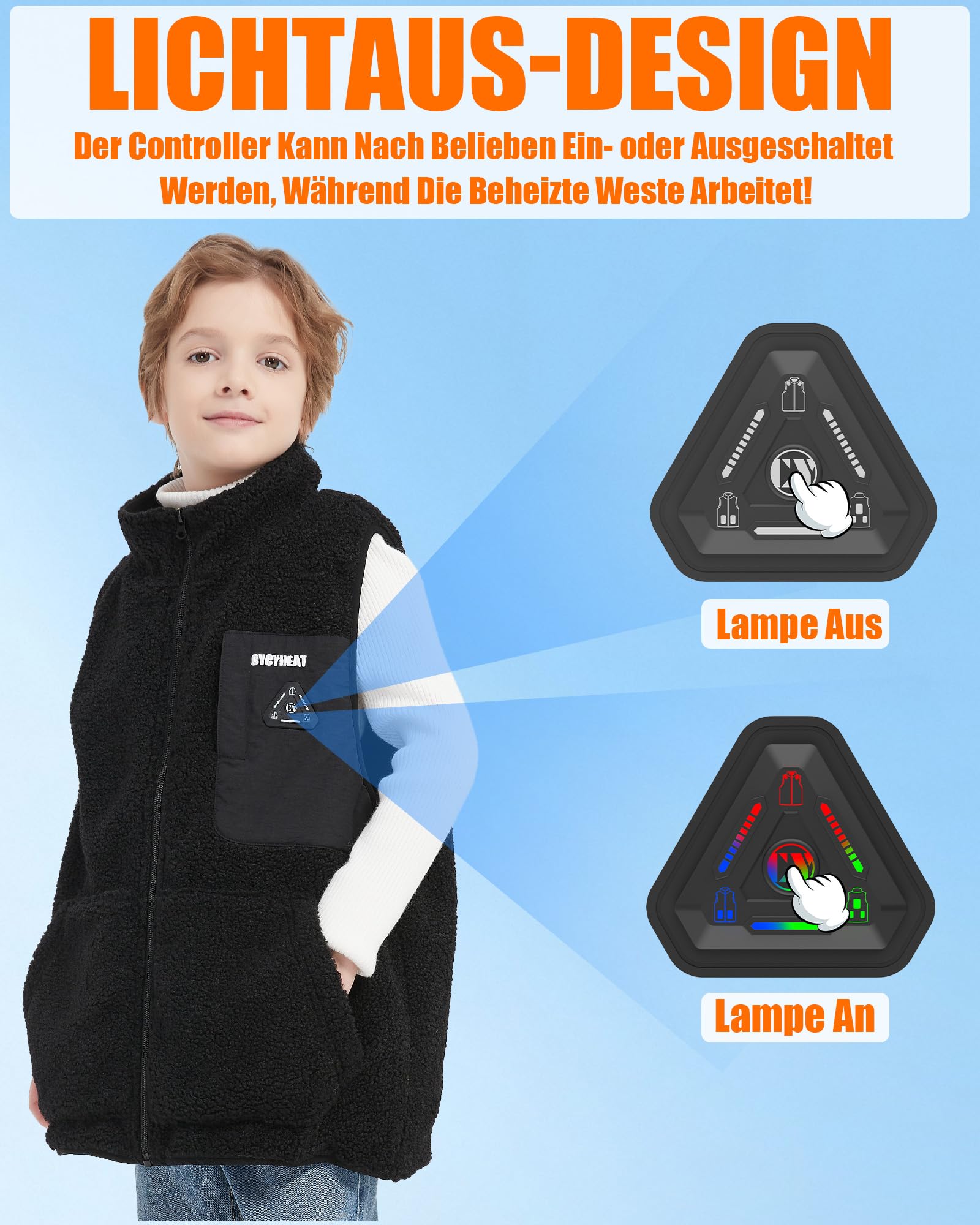 CYCYHEAT Gilet chauffant pour enfant avec batterie externe