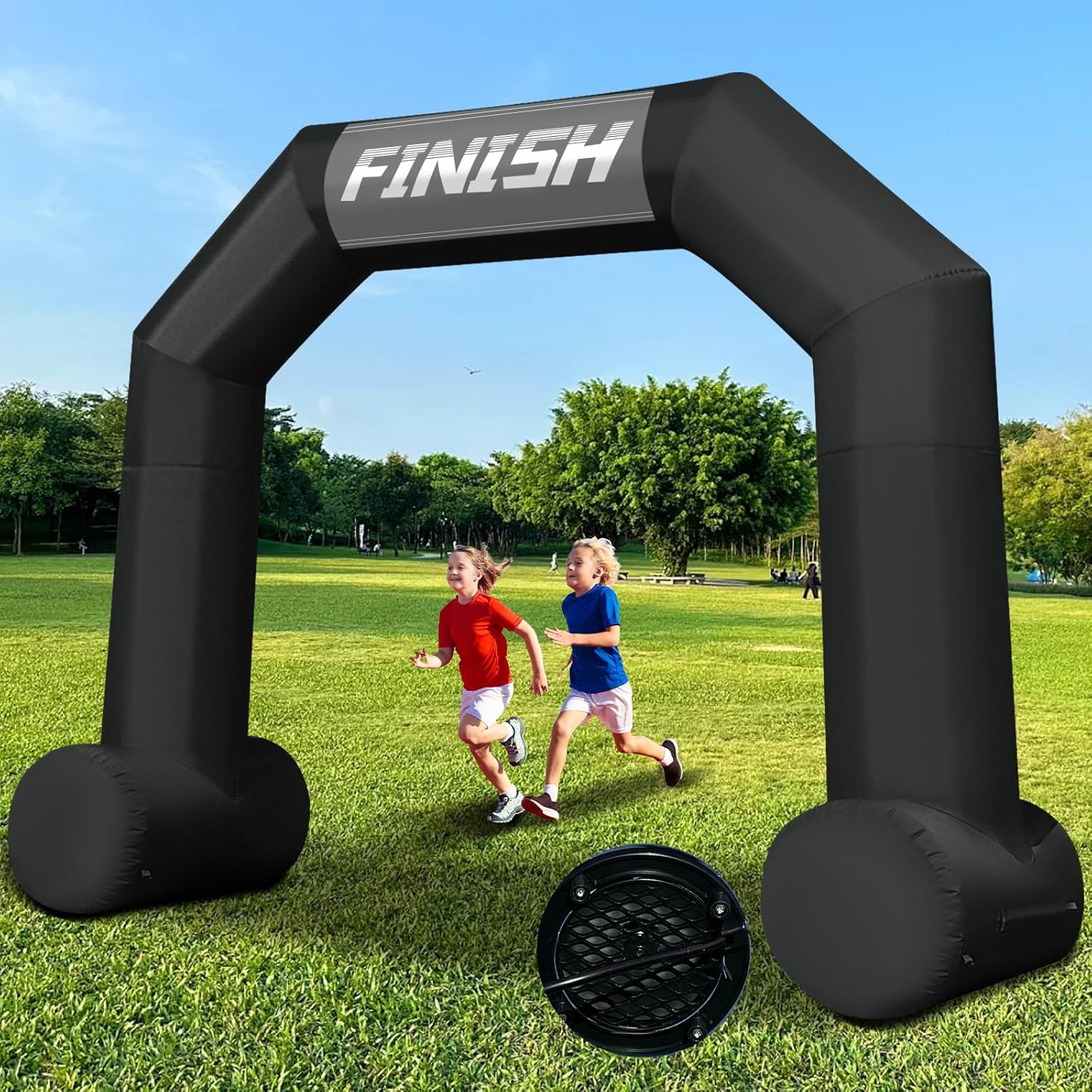 13ft Inflatable Arch with Start Finish Line Banners and Buit-in Air Blower, Green Hexagon Outdoor Inflatable Archway for Race School Event Sport Party Advertising Commerce