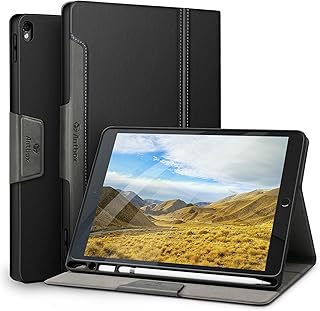Antbox iPad Air3 ケース/iPad Pro 10.5 ケース Pencil収納 高級ソフトPUレザー製 iPad 10.5 カバー オートスリープ&スタンド機能付き 手帳型 ひび割れ防止 全面保護 10.5インチタブレットスマートケース カバー (ブラック)