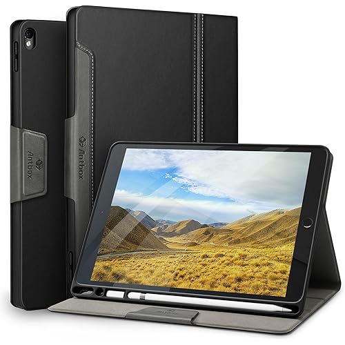 Antbox Case for iPad Pro 10.5 / iPad Air 3 with Built-in Pencil Holder Auto Sleep/Wake Function PU Leather Smart Cover for iPad Air 3 10.5 Inch 2019/iPad Pro 10.5 2017 (Black)