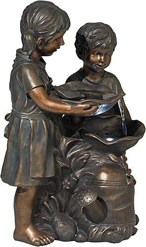 Miniatura 6 de Fuente de agua en cascada para niños y niñas de 23 pulgadas de alto con luz LED para jardín, patio, terraza, hogar, césped, porche, casa, sala de