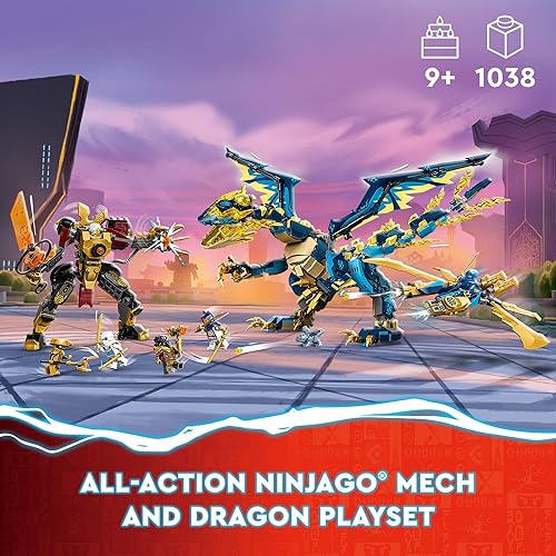 Miniatura 2 de LEGO NINJAGO Elemental Dragon vs. The Empress Mech 71796 - Juego de juguetes de construcción, cuenta con un dragón, mec, volante ninja y 6