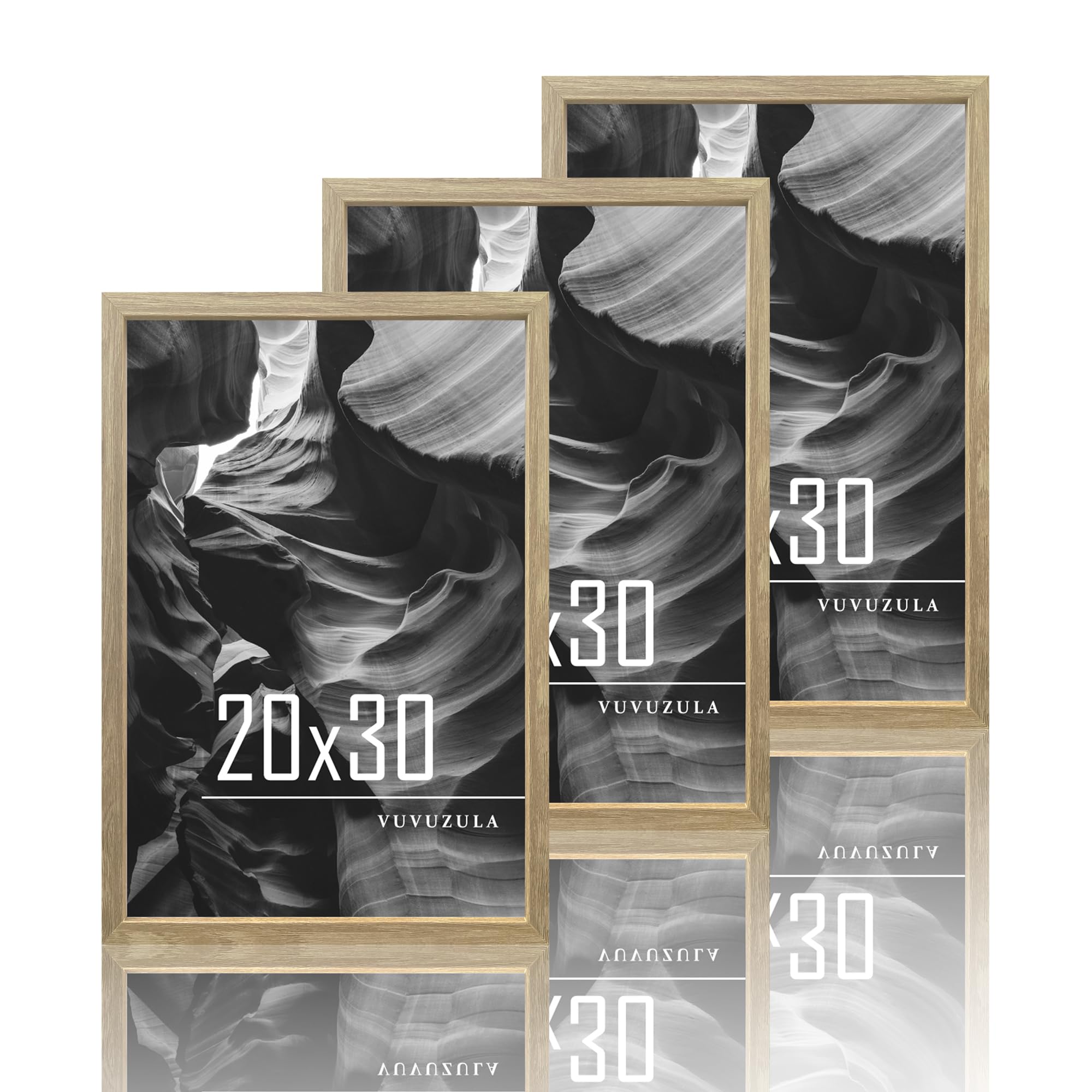 VUVUZULA Bilderrahmen 20x30cm Schwarz Holz 3er Set Holzrahmen Fotorahmen MDF Rahmen