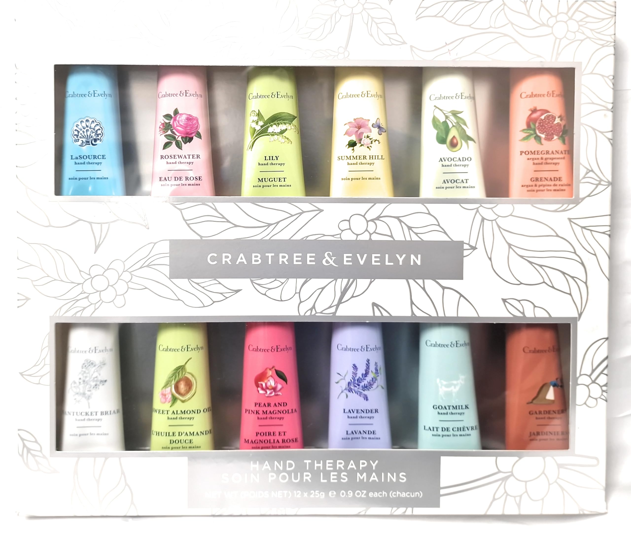 Crabtree and Evelyn Hand Therapy Cream Twelve Pack Gift Set (12 x25m) - Gift for Her or him