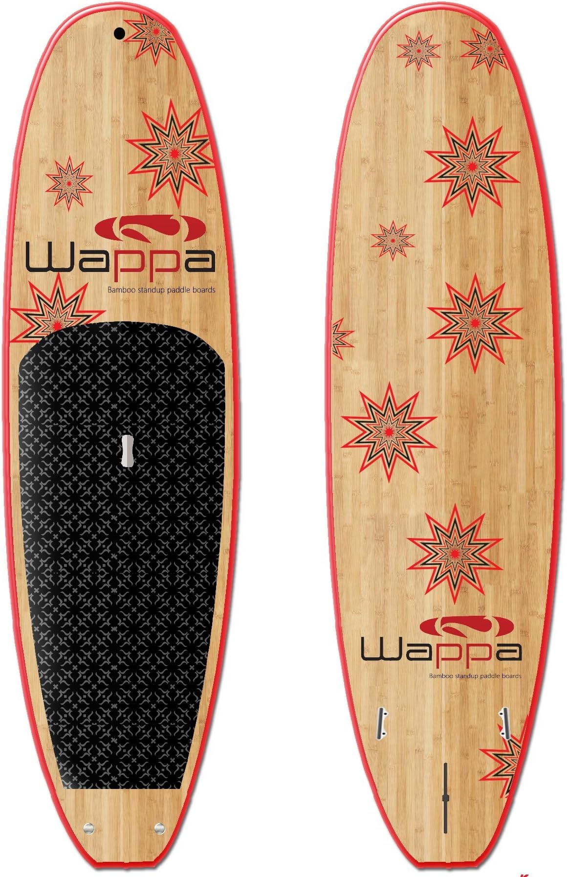 (11.33 Feet) Wappa Stand Up Paddleboard, Nova Bamboo Set, Squaretail SUP, Bamboo Adjustable Carbon Fiber Paddle, FCS Fins, GoPro Mount, Free ebook (Burnt Orange)