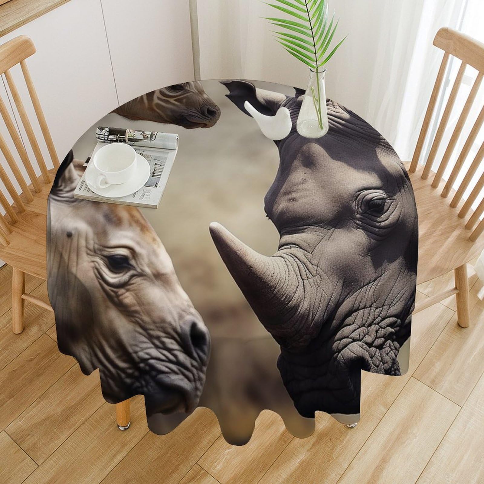 Nappe ronde imperméable lavable nappe de table animaux 177x177 pour banquet et fête