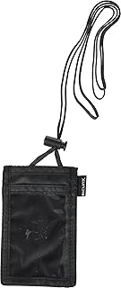 Black VERTICAL ID Neck Pouch With Adjustable Lanyard