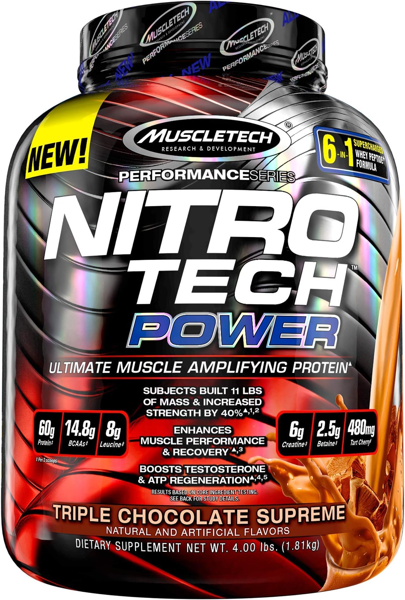 Muscle Tech Nitro Tech Power, Chocolate Powder, 4lbs