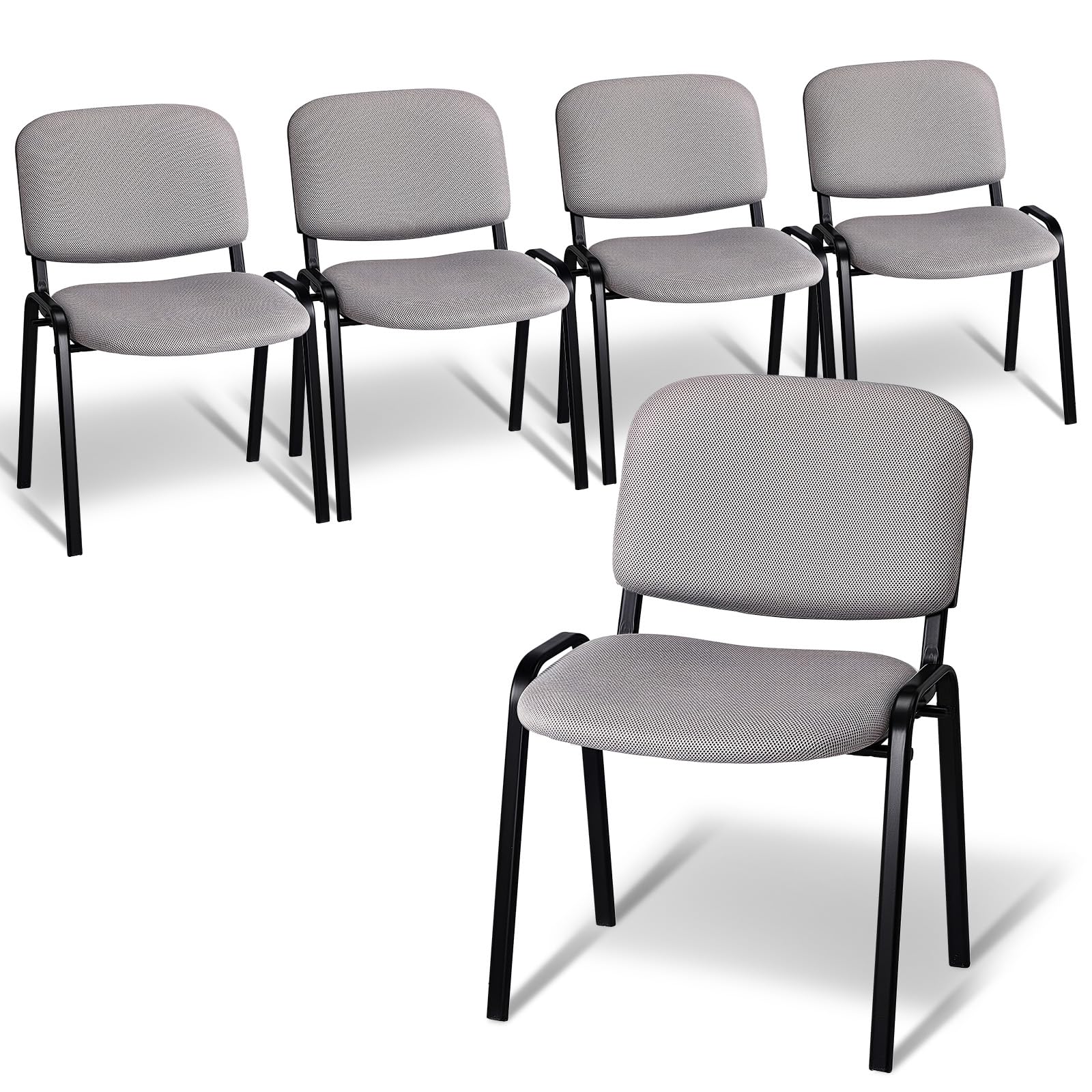 VINGLI 5-Pack Waiting Room Chairs, Stackable Chair for Office, Mesh-Grey