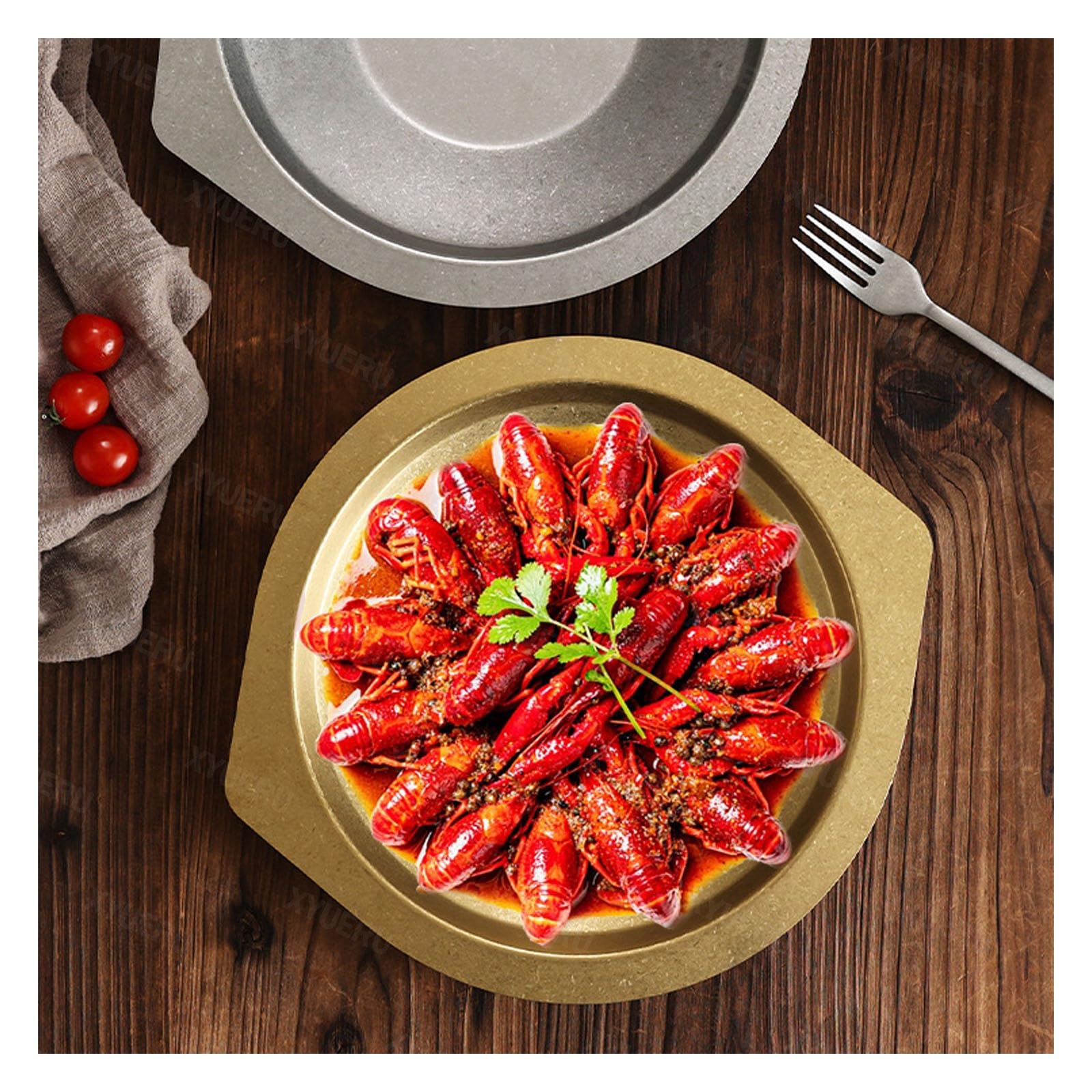 Paellera, plato de acero inoxidable para servir mariscos, ollas secas para cocinas de inducción, ideal para hogares y restaurantes