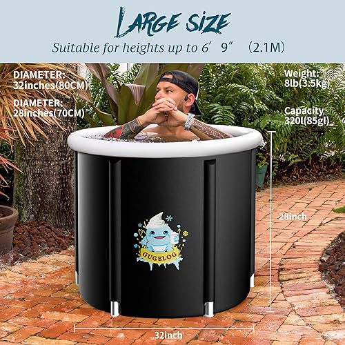 Miniatura 2 de Bañera de hielo para atletas portátil prémium de 85 galones con tapa, mejorada, a prueba de fugas, diseño extragrueso, alta capacidad para uso