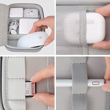 Elonbo Electronic Accessories Organiser Travel Accessory Organiser Bag Portable Electronic Cable Bag for Chargers Hard Drives Accessories Cables USB Stick SD Cards USB Hub Camera Equipment Grey