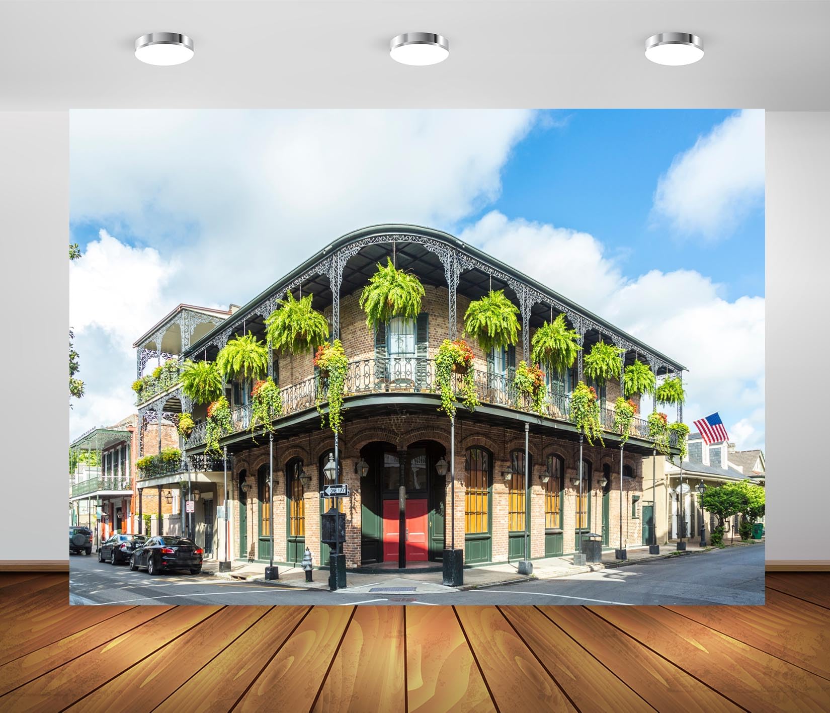 BELECO 7x5ft Fabric New Orleans Backdrop French Quarter Downtown City Bourbon Street Background New Orleans Mardi Gras Party Decorations Birthday