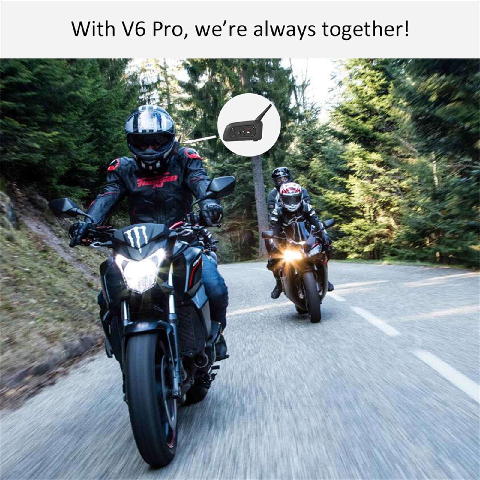 Cuffie Interfono Bluetooth Per Casco Da Moto, Con Chiamata in Vivavoce E Funzione Di Riduzione Del Rumore, Collega Fino A 6 Motociclisti Per Sci Motociclistico Impermeabile