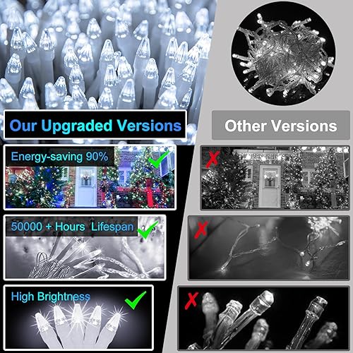 Miniatura 6 de Luces de Navidad para exteriores de 492 pies, 1300 luces LED súper largas, 8 modos de iluminación y memoria de temporizador, cuerdas de luz