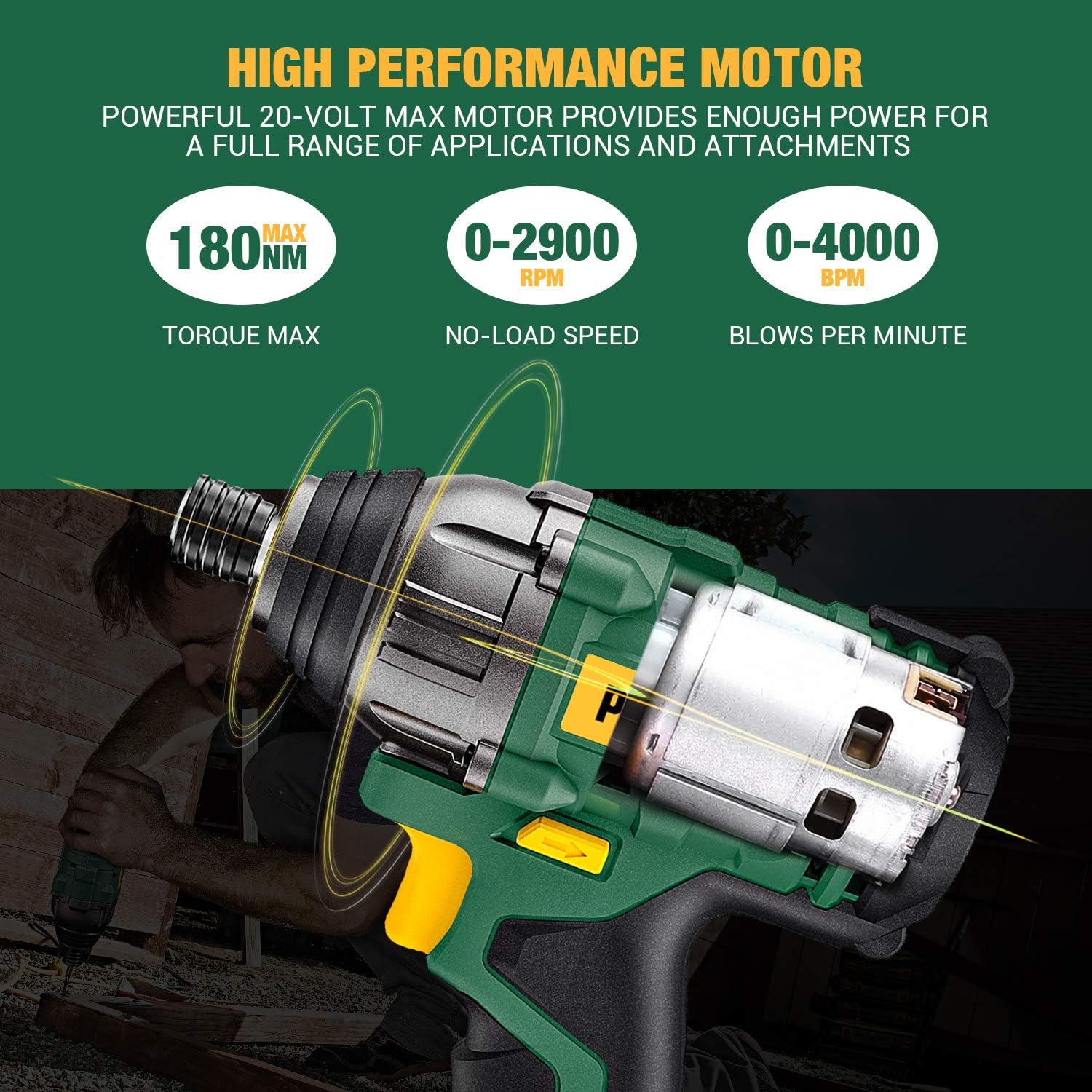 Up To 40% OFF Impact Driver, 20V POPOMAN 1600In-lbs Cordless Impact Drill, 1/4 All-metal Hex Chuck, 0-2900RPM Variable Speed, 2000mAh Battery, 2.0A Fast Charger, 6Pcs Accessories, Tool Bag Included