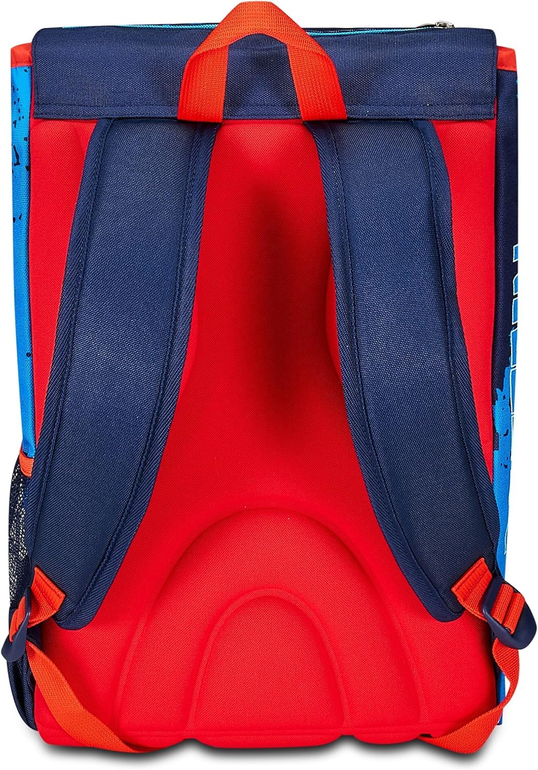 Seven Zaino Scuola Estensibile con Astuccio 3 Zip, Doppio Scomparto, Tasca Porta Borraccia, Blu e Rosso