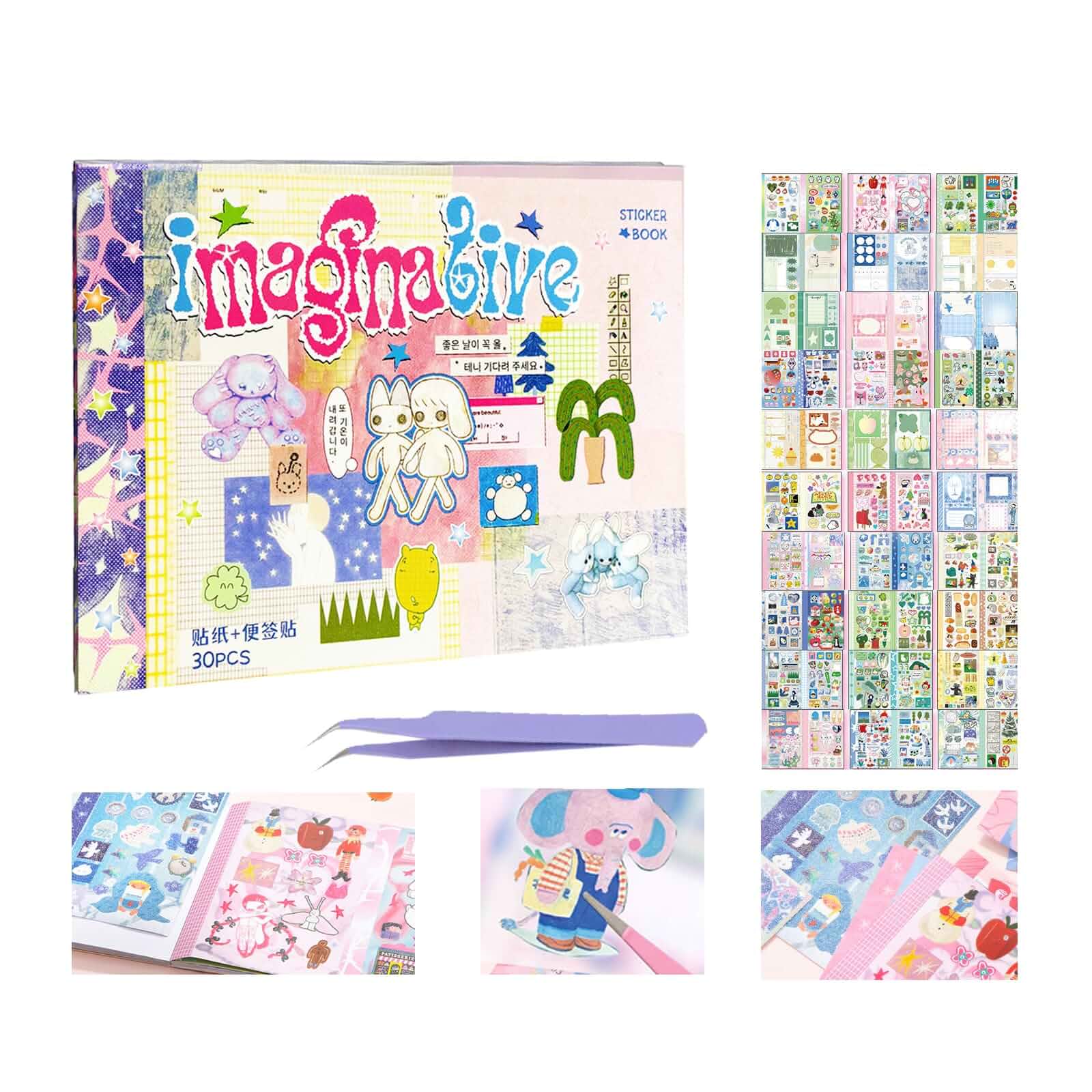 Japanese Stickers Book for Scrapbooking Supplies, Cartoon Korean Stickers Kesari, 700+,30 Sheets Kawaii Cartoon Korean-Style Stickers for Journaling, Junk Journal Supplies, Planner, DIY Crafts