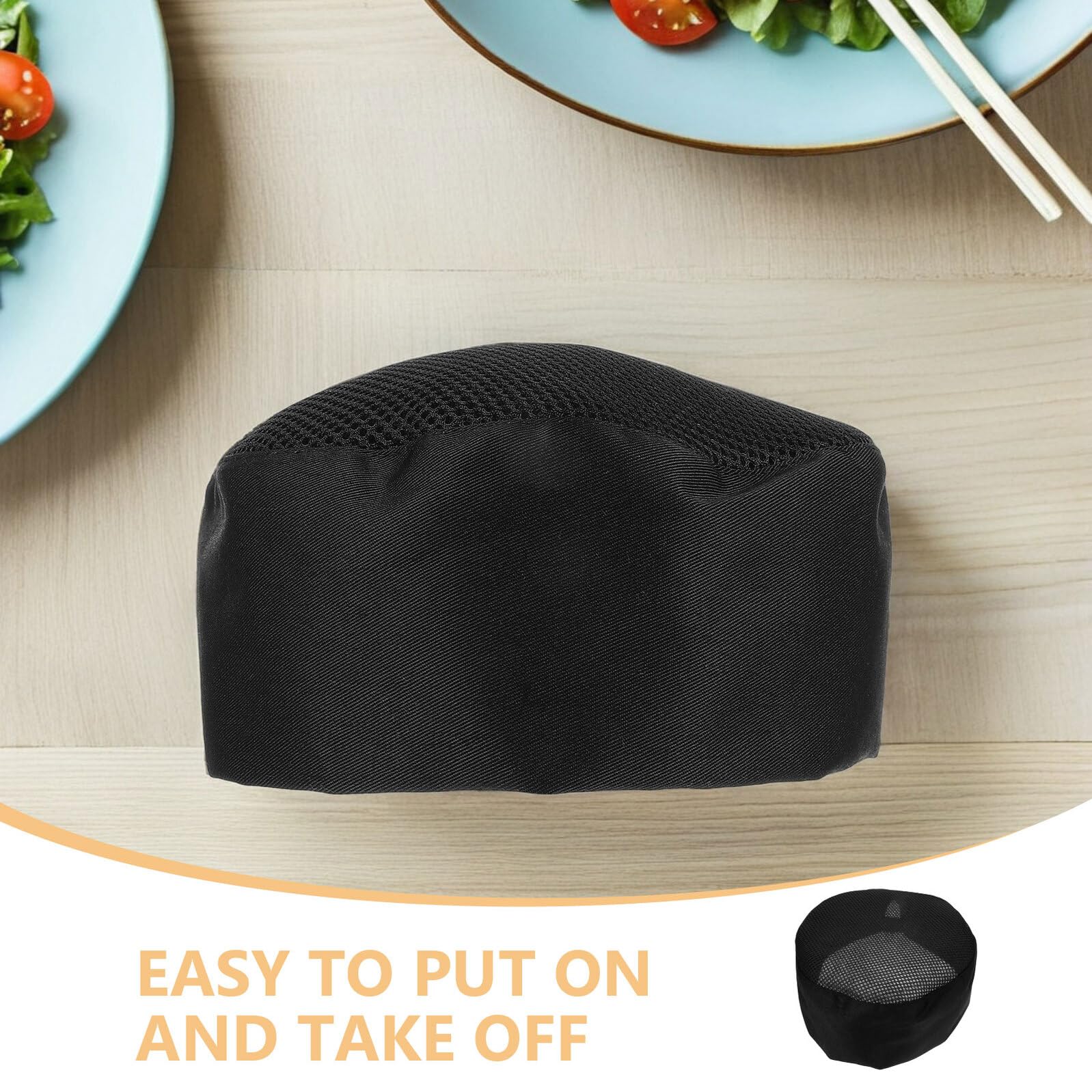 Mipcase Gorros de Chef Unisex Ajustables con Malla Transpirable Color Negro Tamaño Estándar 4 Piezas para Cocina Profesional Sushi Catering y Uso en Restaurantes