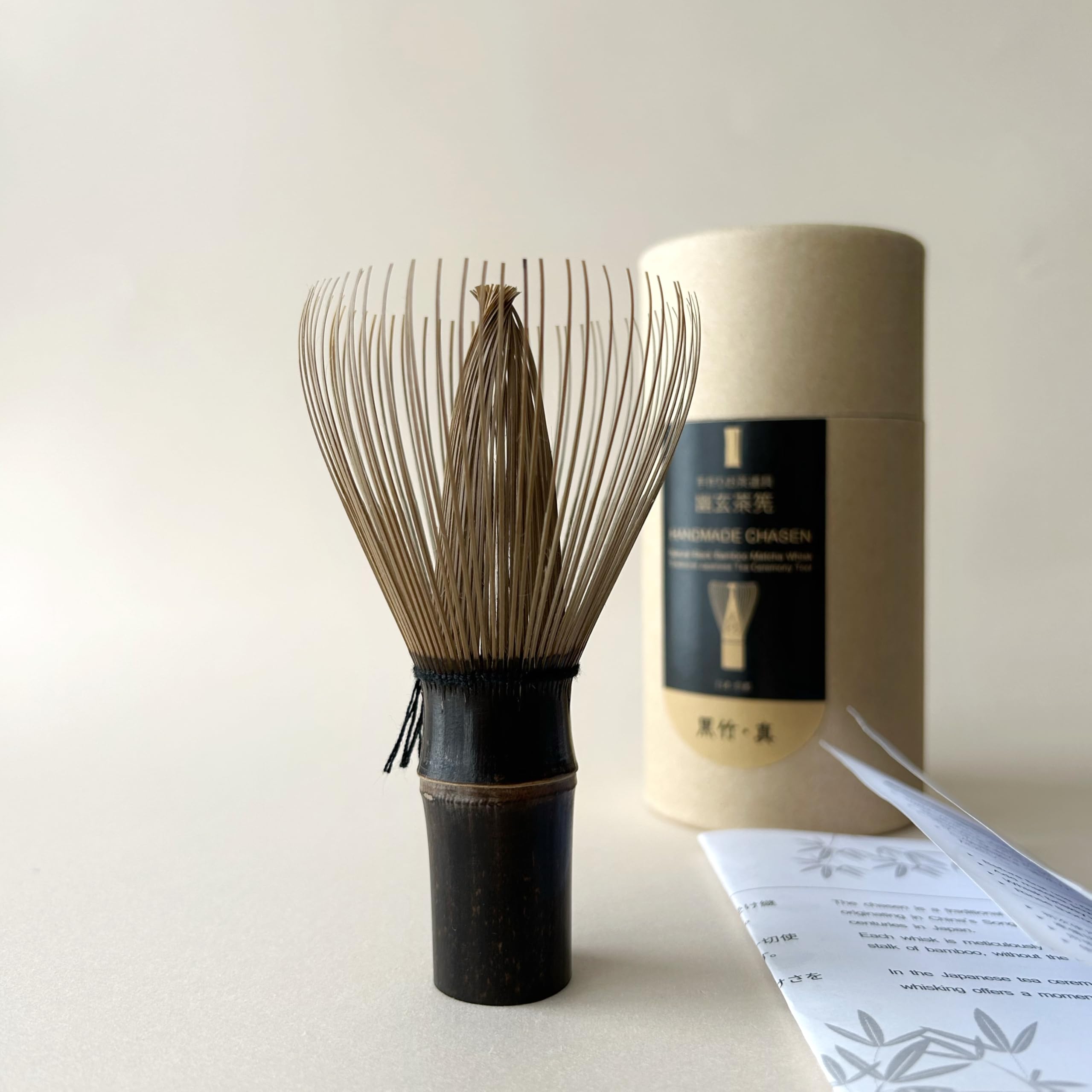 Matcha Chasen Tea Whisk Black Bamboo 70 Prong Shin Handmade Japan 4.3in