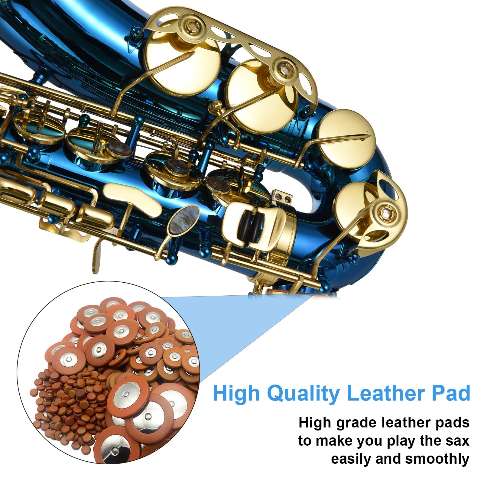 HUIOP Saxofón,Saxofón Alto Eb E plano grabado en latón,botones de concha de abulón,instrumento de viento con estuche,guantes,paño de limpieza,cepillo para cinturón,LADE Saxofón Alto
