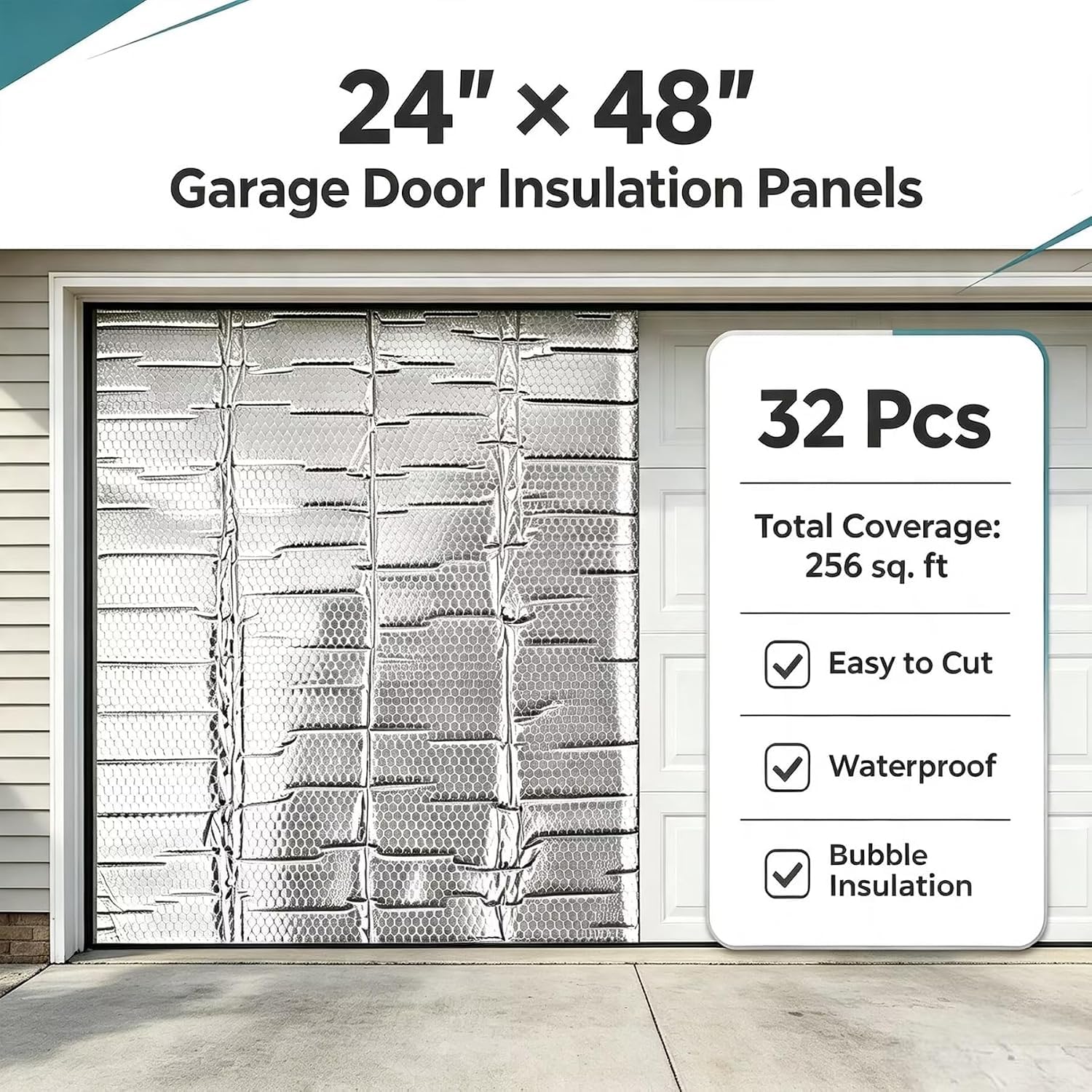 Kit di Isolamento per Porta da Garage con Pellicola Riflettente (32PCS24 x48)