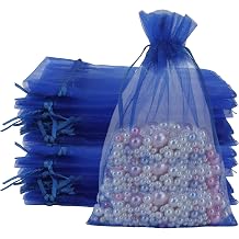 muyurra Organza Bags 4x6,50Pcs Sheer Mesh Bags Drawstring,Small Mesh Gift Bag,Drawstring Gift Bag, Wedding Favor Bag, Candy Pouches for Party, Birthday,Festival,Soaps, Makeup, Wrapping Supplies,Blue