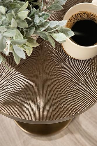 Miniatura 5 de Kate and Laurel Engles Mesa auxiliar tradicional de altura ajustable con pedestal 14 x 14 x 30 latón antiguo soporte redondo vintage de metal para