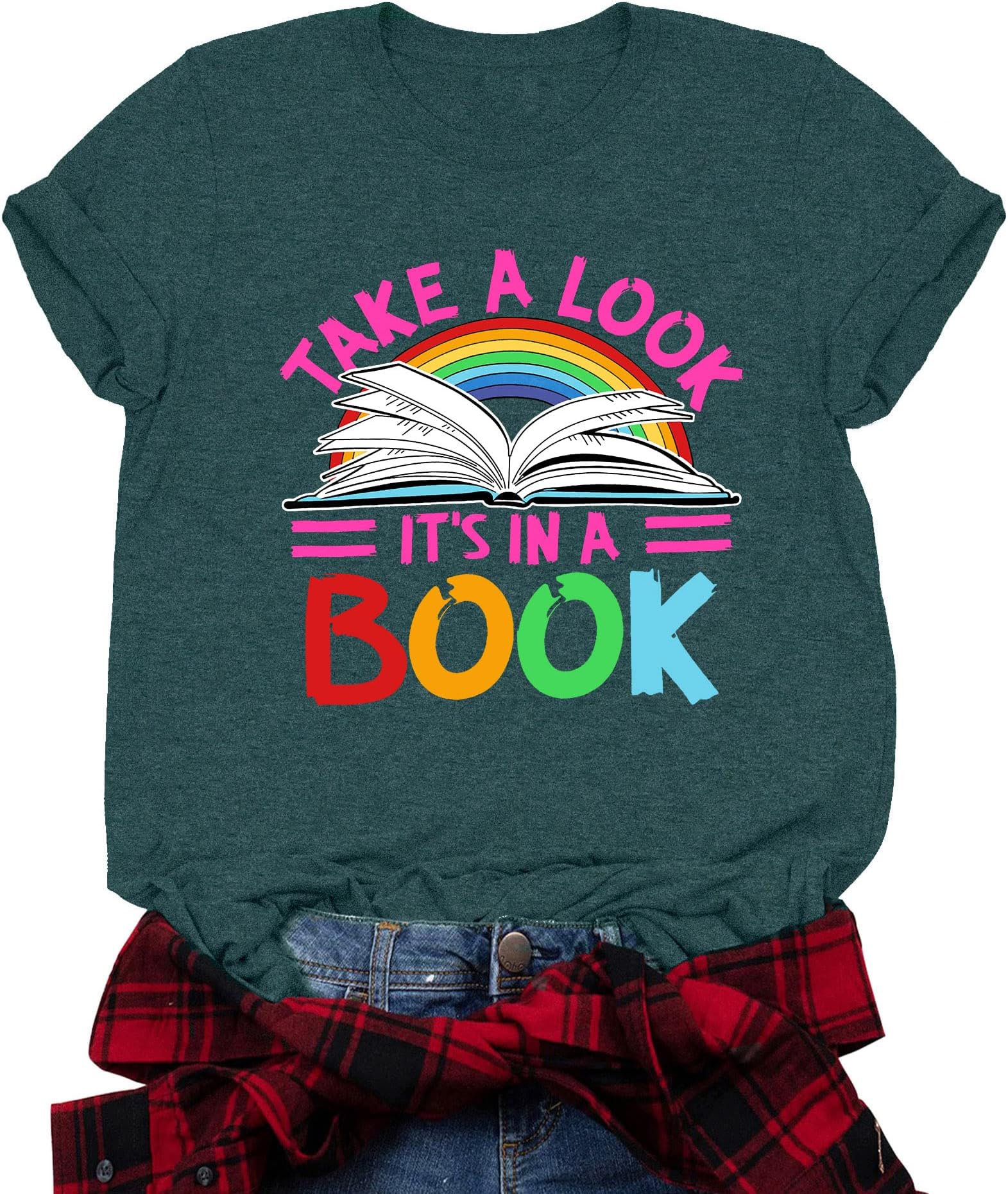 LAZYCHILDReading Shirts for Teachers T-Shirt Funny Reading Rainbow Shirt Graphic Cute Book Lover Gift Summer Tee