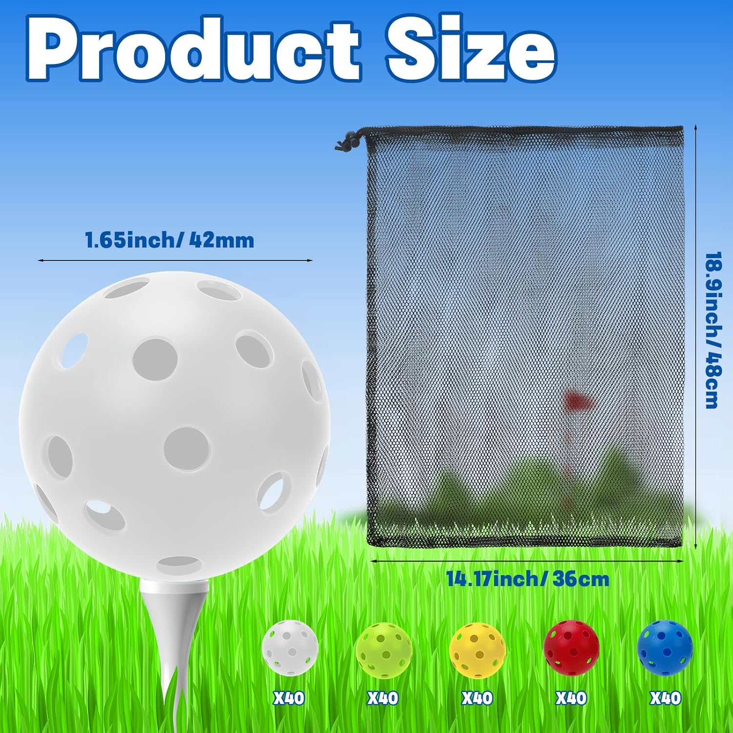 Coopay 50/100/200 Pack Practice Golf Balls, 42mm Plastic Golf Training Balls with a Drawstring Bag Hollow Sports for Swing Practice Driving Range Backyard Home Indoor Outdoor Use - Image 2