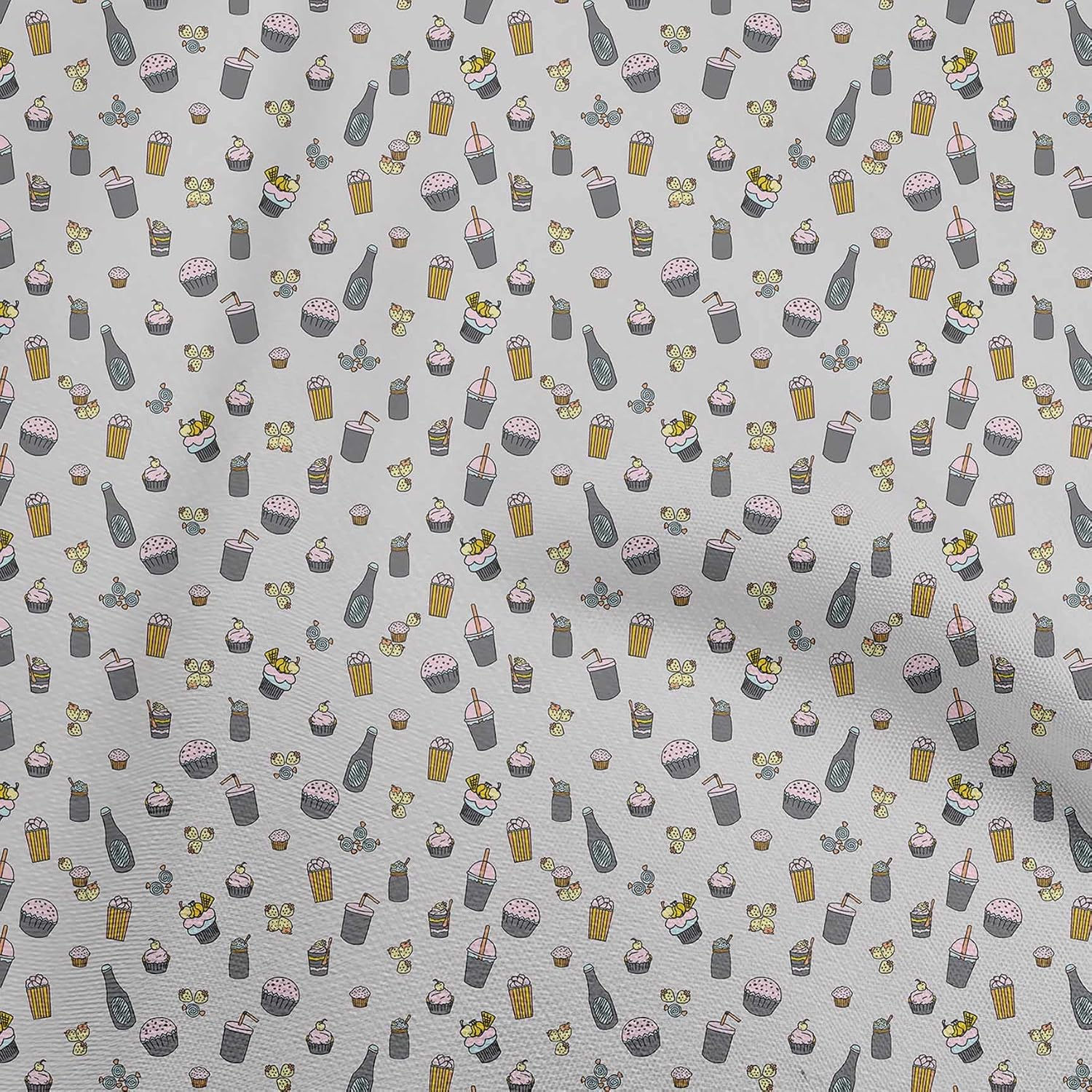 oneOone Viscose Chiffon Tawny Brown Fabric Ice Cream & Cupcakes Dress Material Fabric Print Fabric By The Yard 42 Inch Wide