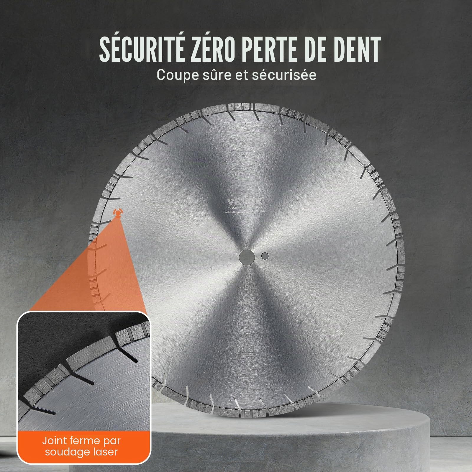 VEVOR Disque à Tronçonner Diamanté 500 mm, Disque Diamant Humide ou Sèche, Lame de Scie à Béton avec Dents Inclinées de 12 mm, Diamètre du Trou Central Universel 25,4 mm, pour Béton, Carrelage, Brique