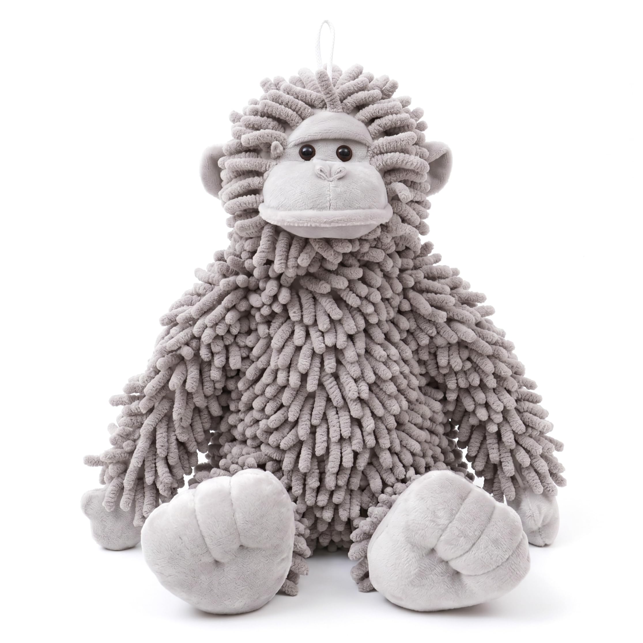 Essuie-mains chenille gorille gris absorption rapide pour salle de bain