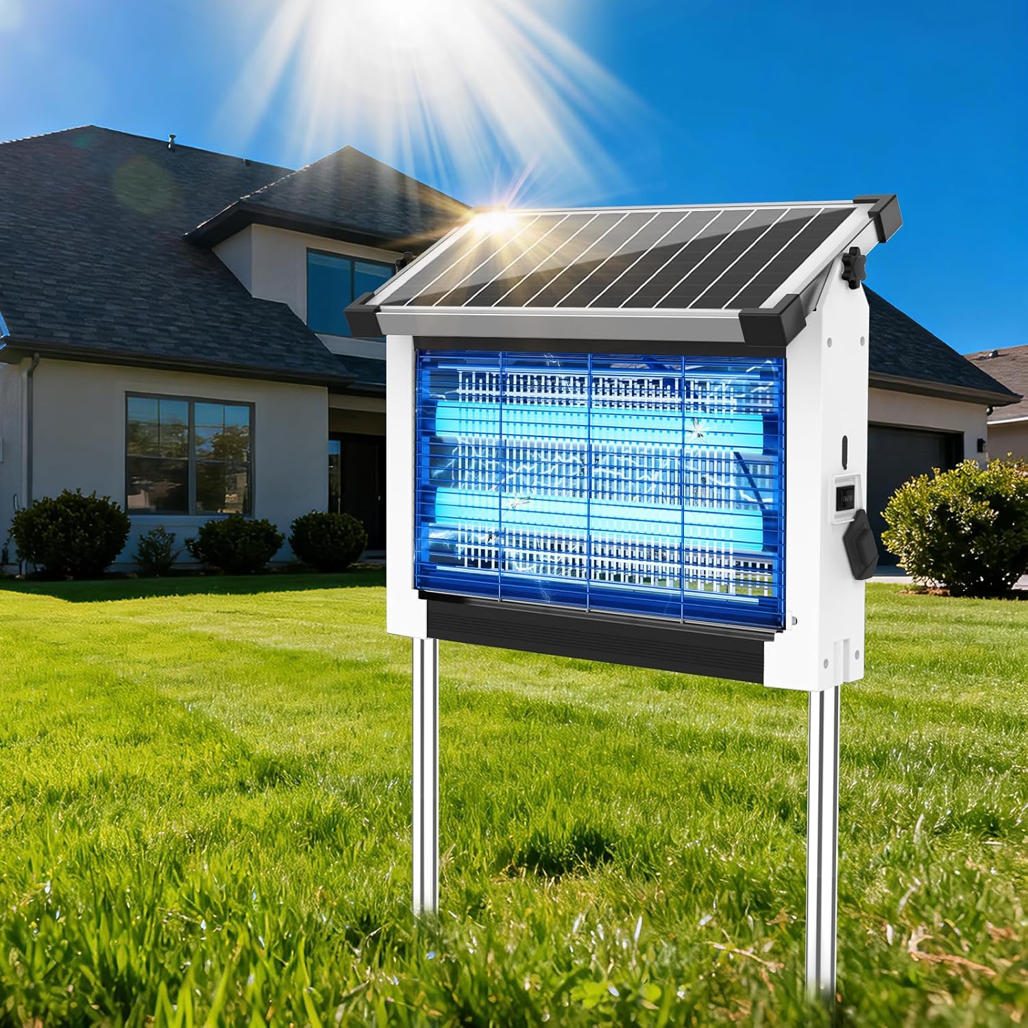 Photo voltaic Bug Zapper Out of doors, Mosquito Zapper Waterproof Electrical Fly Zapper Rechargeable Mosquito Killer Lamp with 10W Photo voltaic Panel, 4500V Cordless Fly Lure for Yard, Patio, Backyard, RV, Tenting