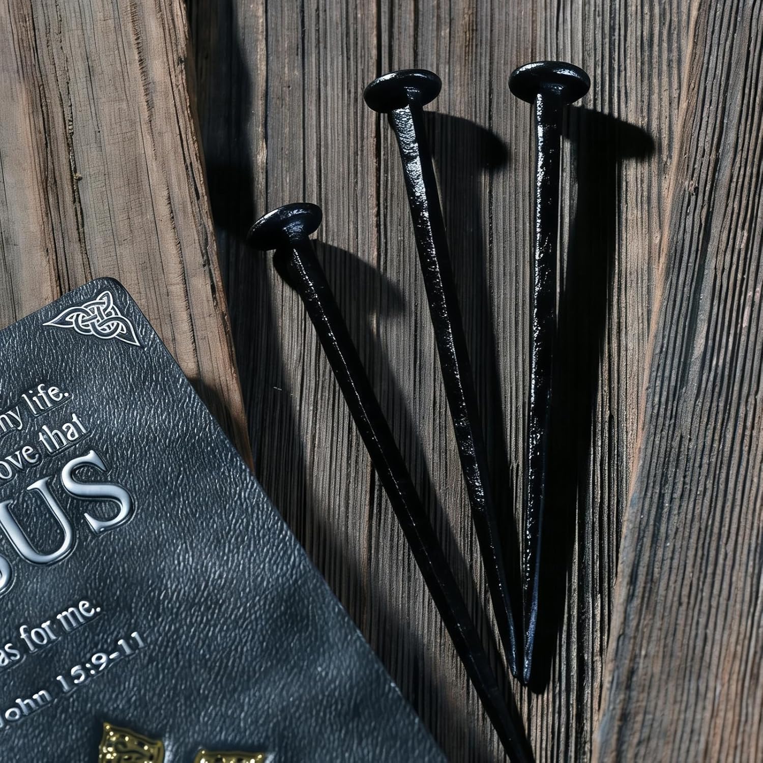 3 Pcs Wrought Iron Decorative Nails,Jesus Cross,Confirmation Gifts,Christian Home Decor,Hand Forged Nails,Hand Forged Crucifixion Nails,Iron Nails,Jesus Crucifixion Flat Head Nail (3)