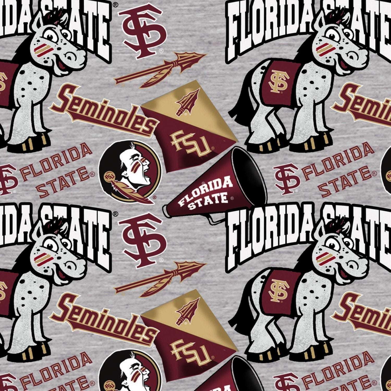 NCAA Florida State Seminoles NCAA Mascot, Fabric by the Yard