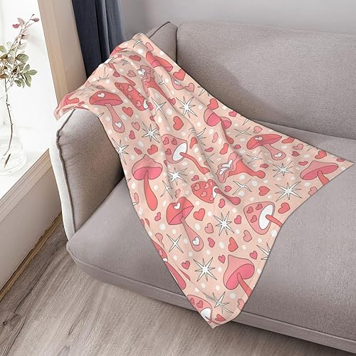 Miniatura 5 de Mushroom 01 - Manta de forro polar suave de verano para mujer, 50 x 40 pulgadas, manta ligera de viaje para cama, sofá, bonita decoración del hogar
