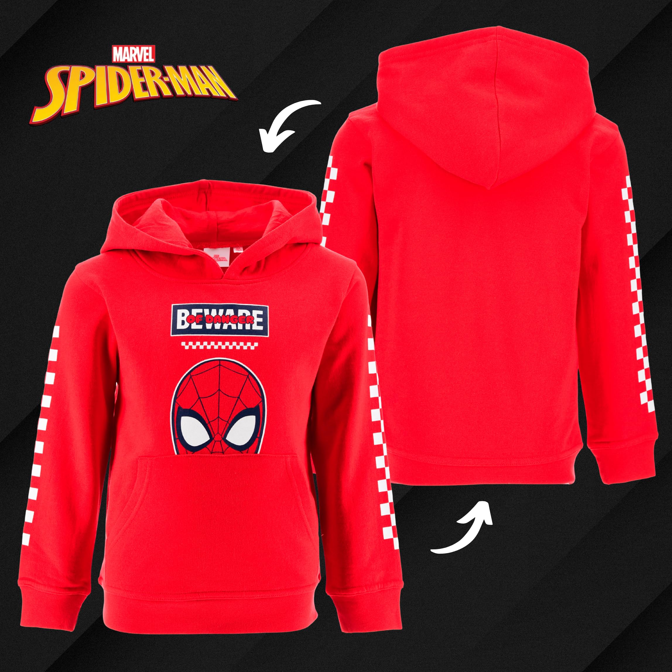 Marvel Spiderman Sweat à Capuche pour Garçon, Pull Sweatshirt Cadeau pour Enfants, Tailles 3 à 8 Ans