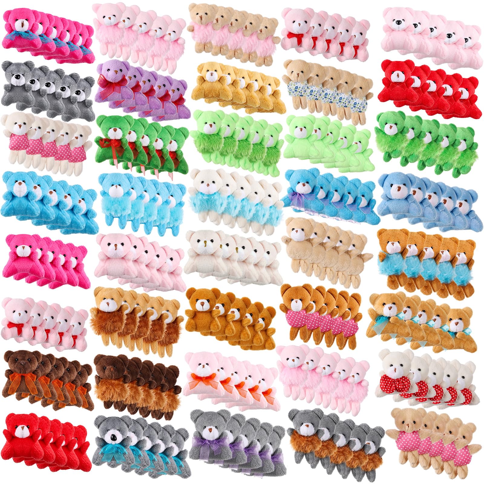 Photo 1 of Leyndo 200 Pcs Mini Stuffed Bears Bulk Small Bear Stuffed Animals Keychain Tiny Plush Toys for Kids Easter Egg Stuffers Birthday Carnival Classroom Prizes Wedding Baby Shower Favors