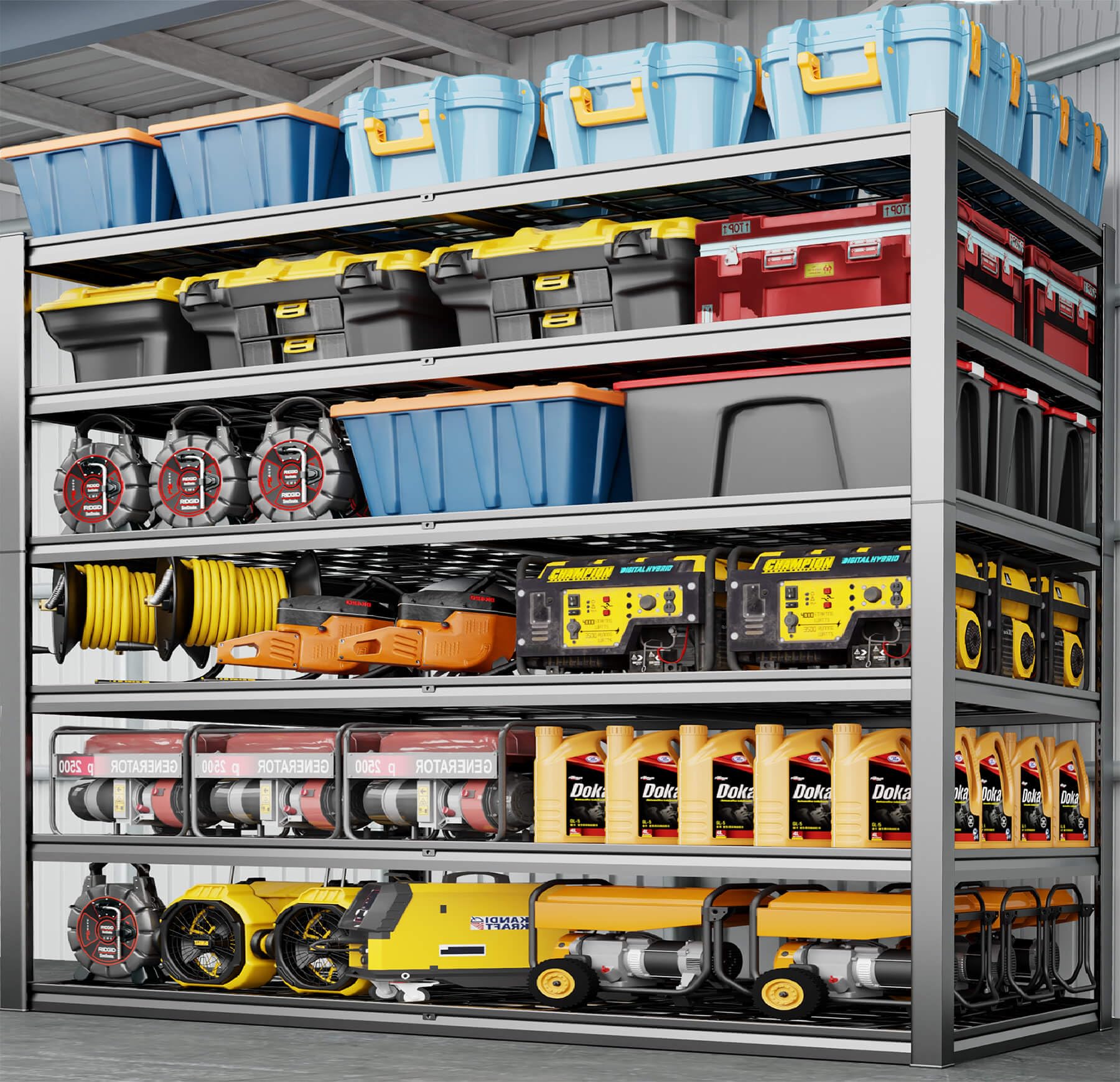 PMKES 60" Wide Heavy Duty Garage Shelving Adjustable 6 Tier Garage Storage Shelves 3900LBS Metal Shelving Unit Industrial Utility Shelf, 84" H x 60" W