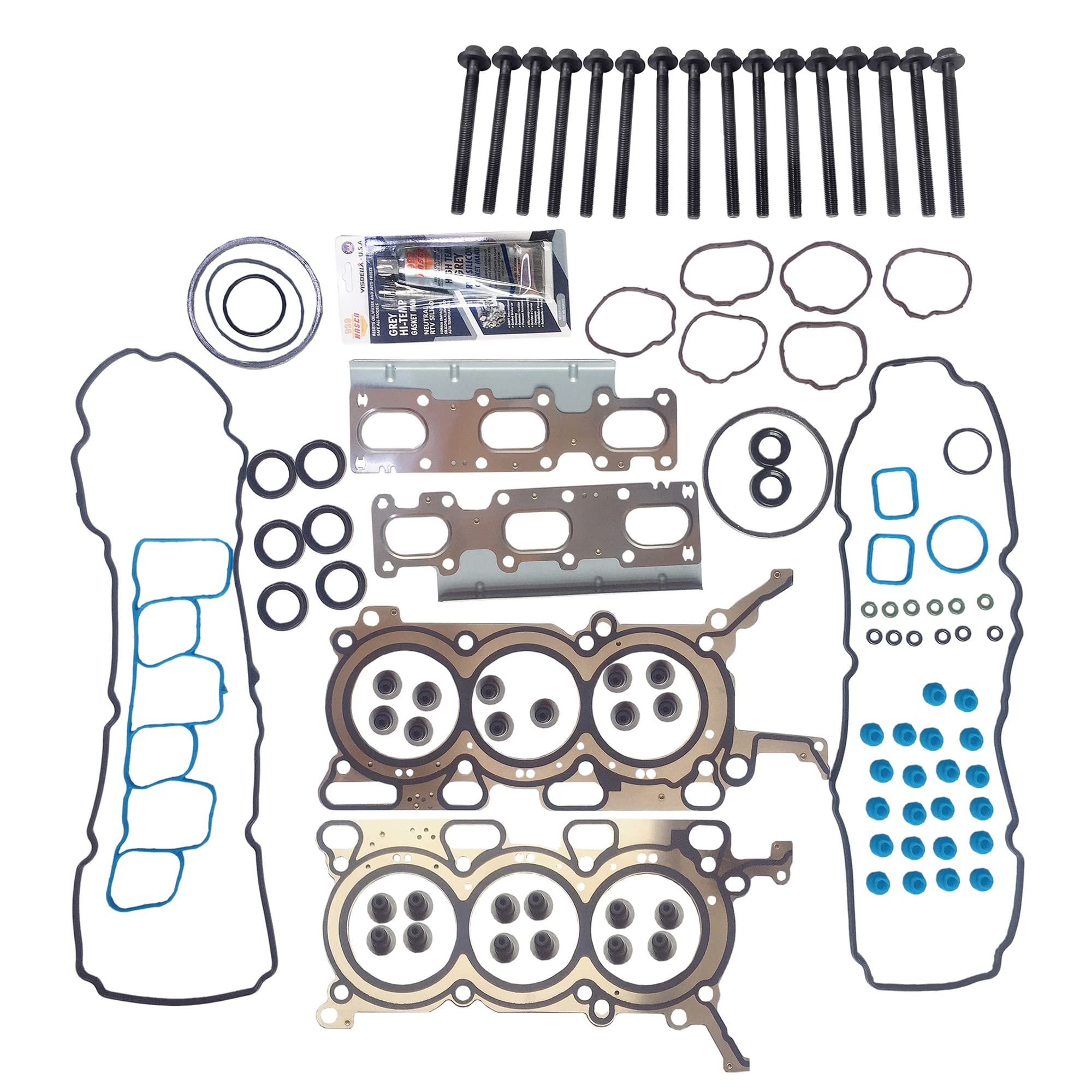 Partsflow Cylinder Head Gasket w/Head Bolts Set(Cylinder Head Gasket Set+Engine Cylinder Head Bolt) For Ford Edge 3.5l 3496cc 213cid V6 DOHC(24 Valve), VIN CODE "C" 2011-2013 OE#ES71324