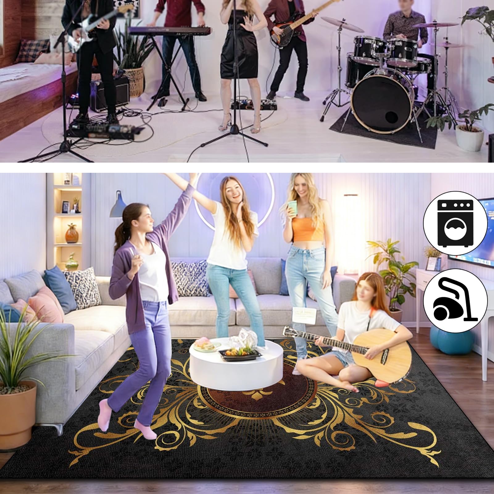 Elektronisches Schlagzeug Teppich rutschfeste Trommelmatte für E Drum Schallschutz Teppich, Elektronisches Jazz Schlagzeug Kit für Bass Snare, Akustik Drum Teppich für Studio, Wohnung 150 x 120 cm