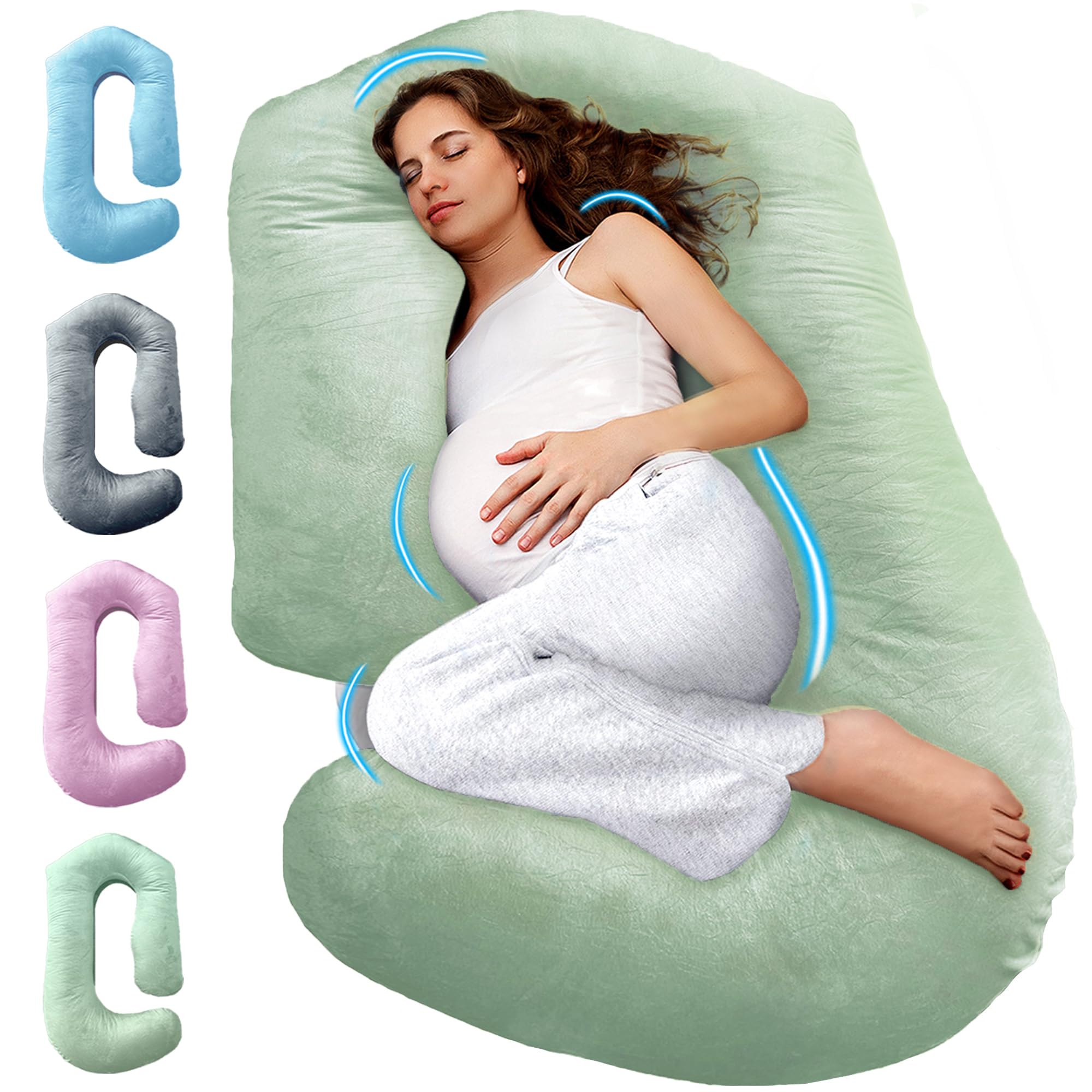 Photo 1 of PILLANI Pregnancy Pillows for Sleeping - V C U Shaped 57inch Full Body Pillow with Removable Washable Cover, Cooling Maternity Pillow for Pregnant Women, Support for Back Belly Legs Hip