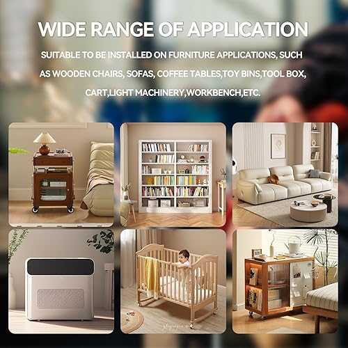 Miniatura 7 de Semetall 2 ruedas giratorias con placa en forma de L, repuesto de ruedas silenciosas de 2 pulgadas, color negro