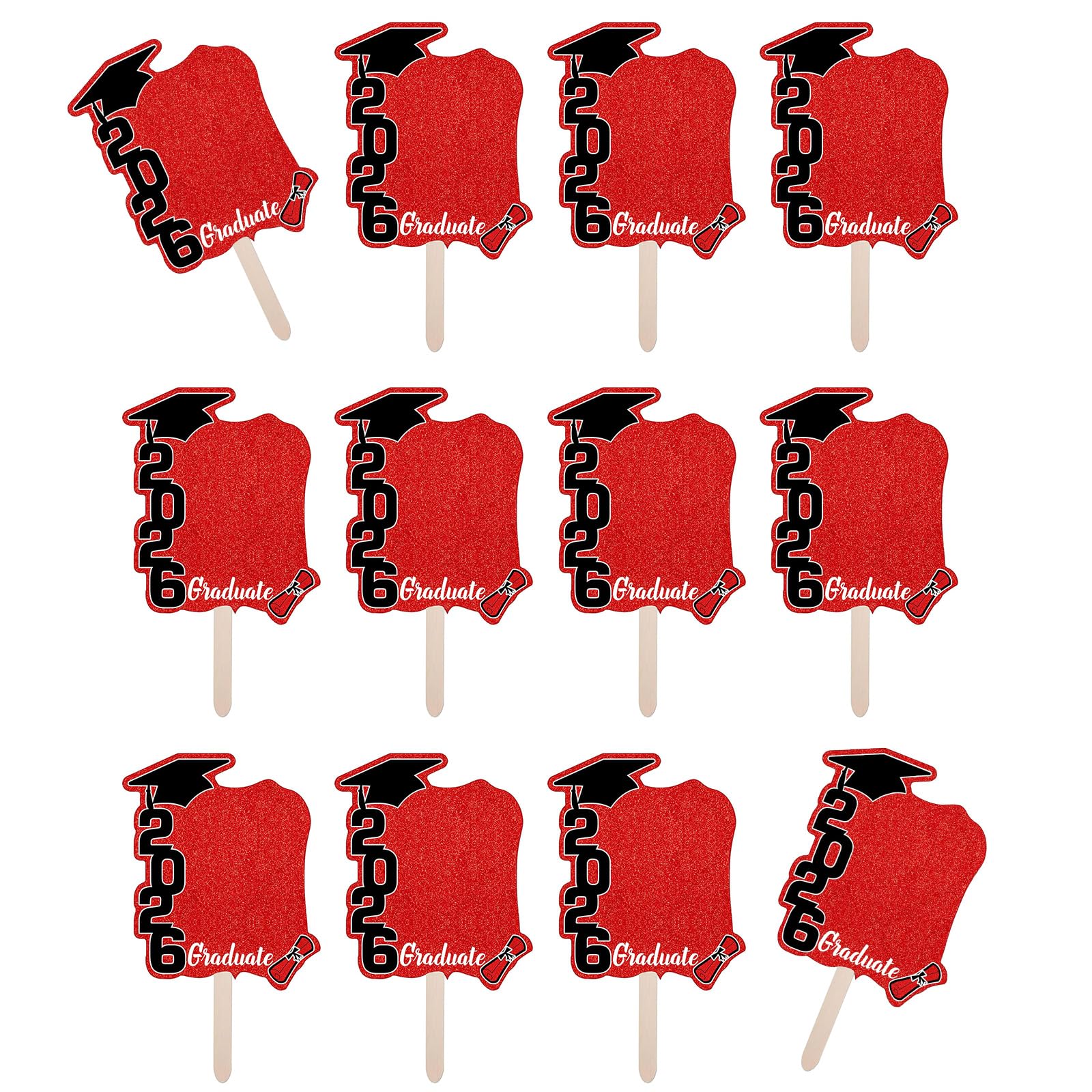 2026 Graduation Theme Fan Photo Frames 12Pieces Set Colorful Party Decorations and Props Celebration Backdrops Party Decorations