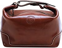 Vista 2 de Cenzo Neceser Dopp de cuero para viaje en color marrón, Vecchio marrón