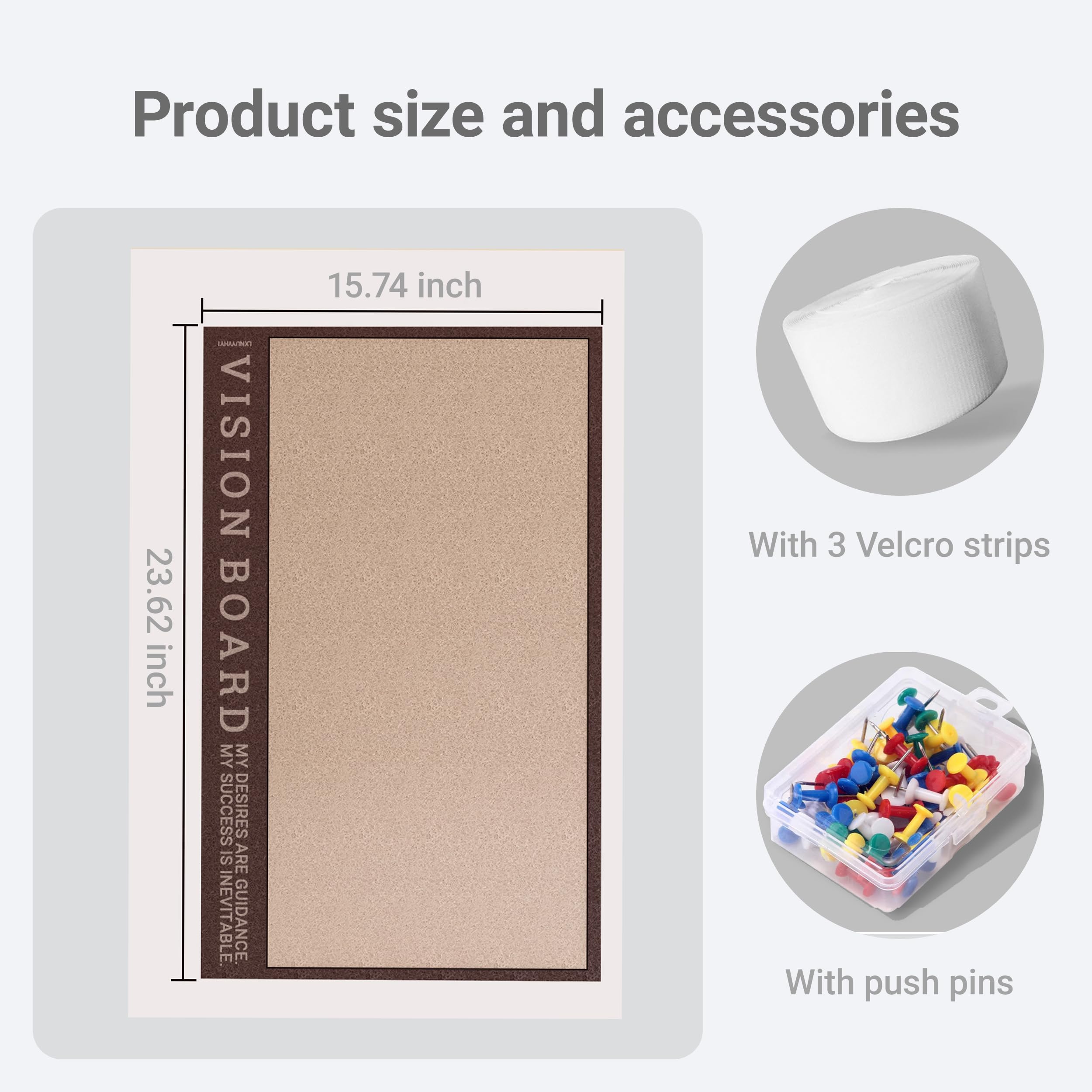 Minimalist Vision Board Felt Dream Board-Premium DIY Vision Boards,Vision Board Supplies,Vision Board Kit Bottom Plate,23.6x15.7 inches(Brown+Camel)