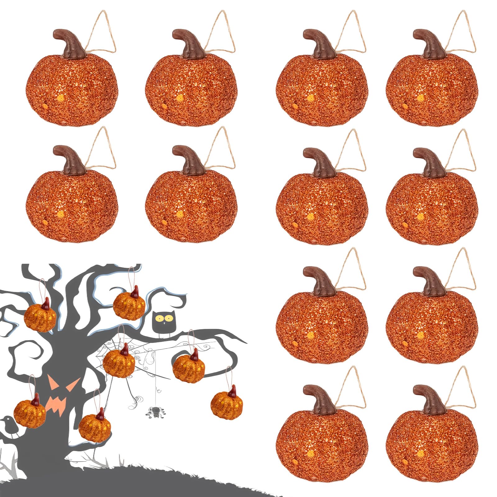 12 Halloween Tree Ornament Mini Pumpkin Artificial Pendant Hanging Decor